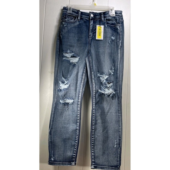 Judy Blue Denim - Judy‎ Blue Boyfriend Fit Distressed High Waist Denim Jeans Womens Size 9/29 NWT